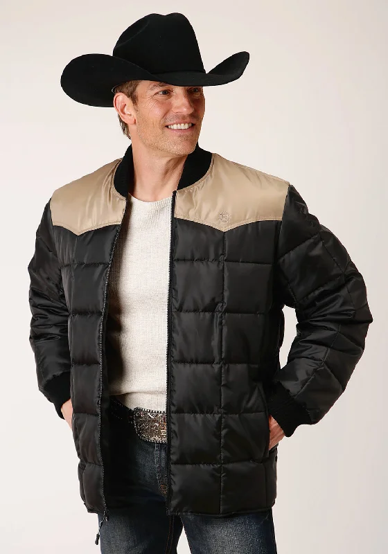 British Style Roper Mens Western Quilted Black 100% Polyester Insulated Jacket