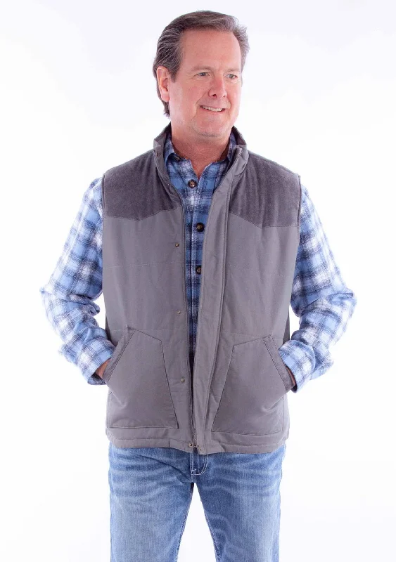 Effortless Looks Scully Mens Durable Western Charcoal 100% Cotton Cotton Vest