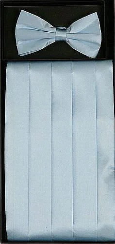 Comfortable Design Light Blue Silk Satin Cummerbund and Bow Tie Set