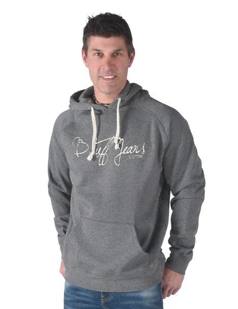 Classic Series B Tuff Mens Script Print Charcoal Poly/Rayon Hoodie