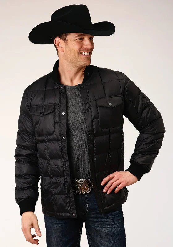 Elegant Style Roper Mens Black Nylon Down Coated Jacket