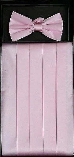 Party Wear Pink Silk Satin Cummerbund and Bow Tie Set