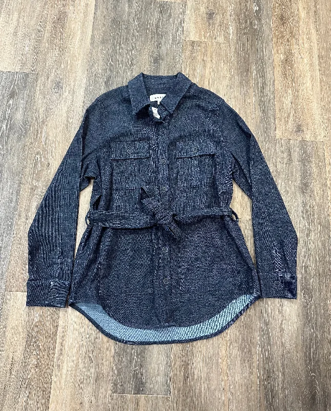 Street Fashion Jacket Shirt By Level 99 In Blue Denim, Size: L