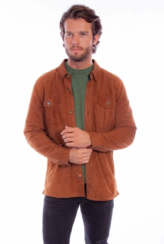 Relaxed Tops Scully Mens Button Up Shirt Cinnamon Leather Leather Jacket