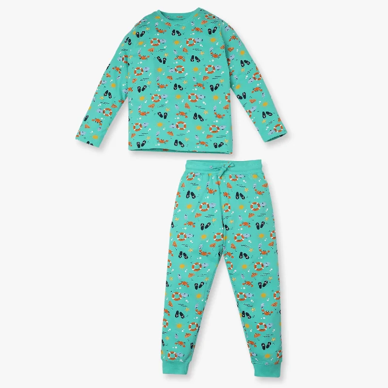 Classic And Versatile Boys Regular Fit Printed T-Shirt with Pyjama Sleepwear Set