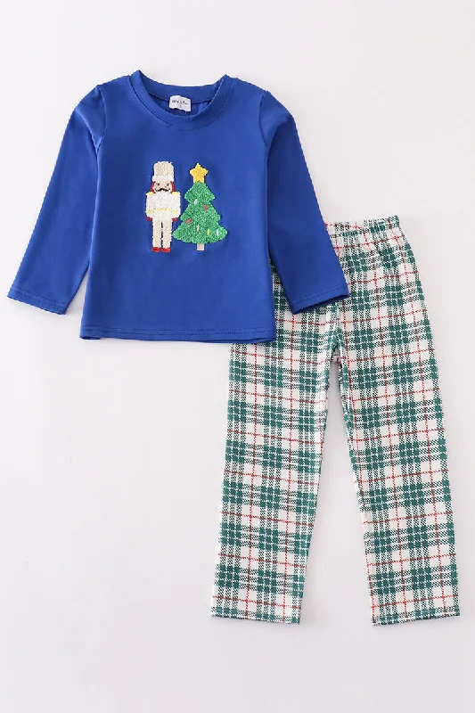 Design Trend Blue christmas nutcracker french knot boy set