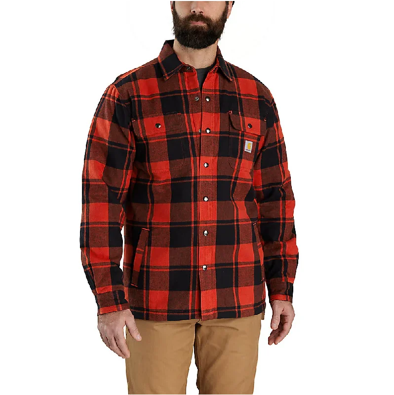 French Style Carhartt Men's Relaxed Fit Flannel Sherpa Lined Shirt Jac