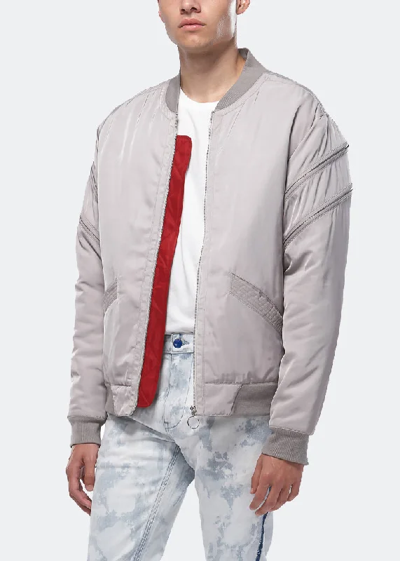 Design Trend Konus Men's Bomber Jacket with Zipper Details in Grey