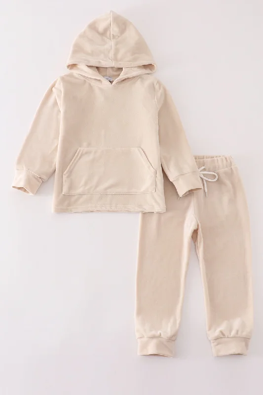 Dynamic Fashion Cream velvet boy hoodie set