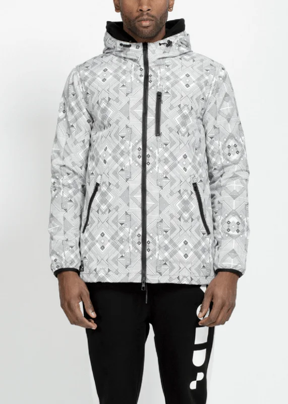 Casual Wear Men's Tech Graphic Windbreaker Jacket in White