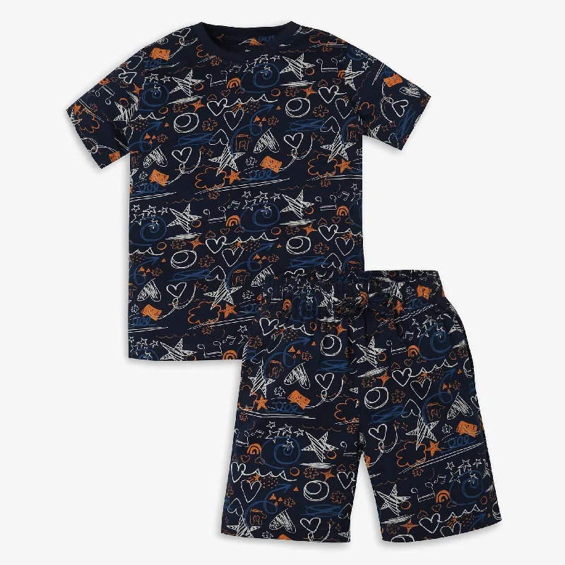 Fashion Design Boys Regular Fit Printed T-Shirt with Pyjama Sleepwear Set