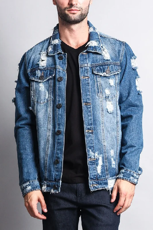 Relaxed Clothing Distressed Faded Denim Jacket