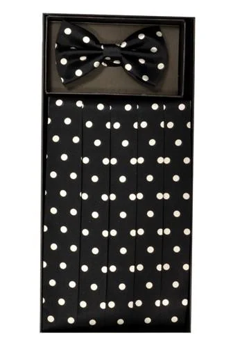 Celebrity Style Polka Dot Silk Satin Cummerbund and Bow Tie Set