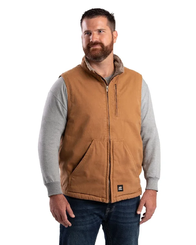 Soft Tops Berne Apparel Mens Heartland Sherpa-Lined Duck Brown Duck 100% Cotton Vest
