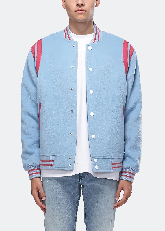 Classic Comfort Konus Men's Wool Blend Varsity Jacket in Blue