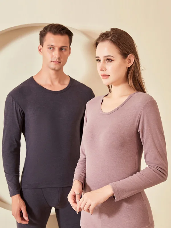 Comfortable Series Mid Low Neck Couple High Elastic Pajamas Set