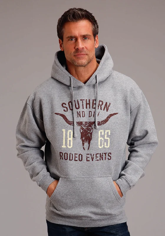 Trendy Dresses Stetson Mens Long Horn Rodeo Grey Cotton Blend Hoodie