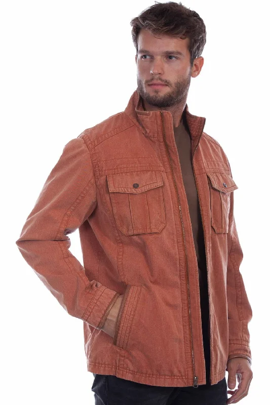 Cute Style Scully Mens Four Pockets Rust Cotton Blend Cotton Jacket