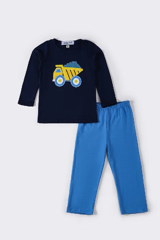 Personal Design Navy truck applique boy set