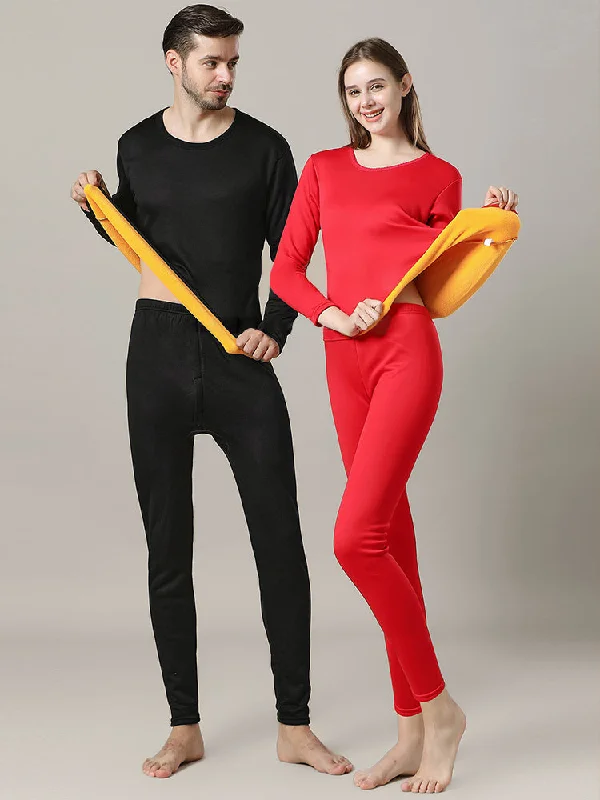 Sports Series Couples Thickened Fleece Thermal Underwear Pajamas