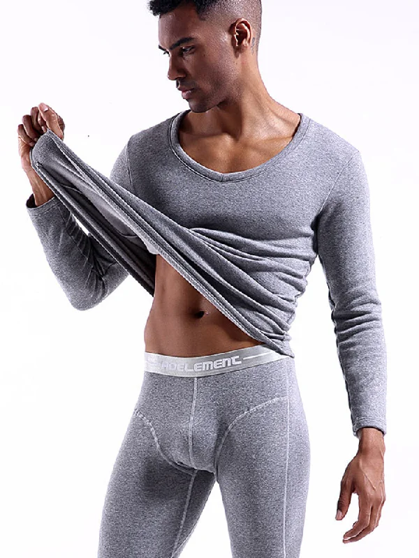 Fresh Comfort V-Neck Thermal Underwear With Fleece Lined