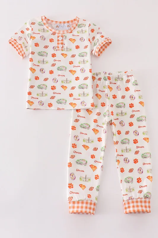 Designer Style Clemson football baby boy pajamas set