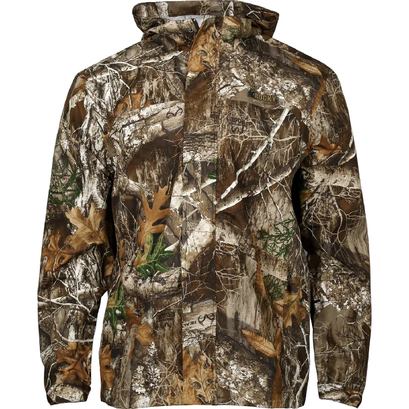Fashionable Comfort Rocky Mens ProHunter Rain Hood Realtree Edge Nylon Softshell Jacket