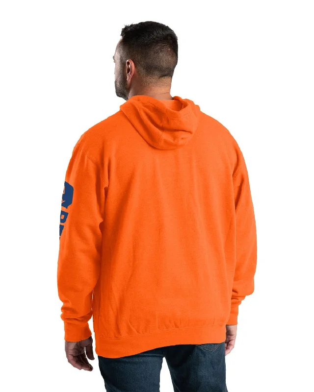 Elegant Temperament Berne Mens Signature Sleeve Pullover Orange Cotton Blend Hoodie