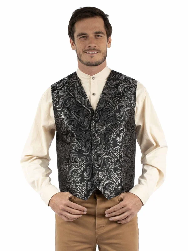 Warm And Comfortable Scully Mens Notched Old West Black 100% Polyester Vest