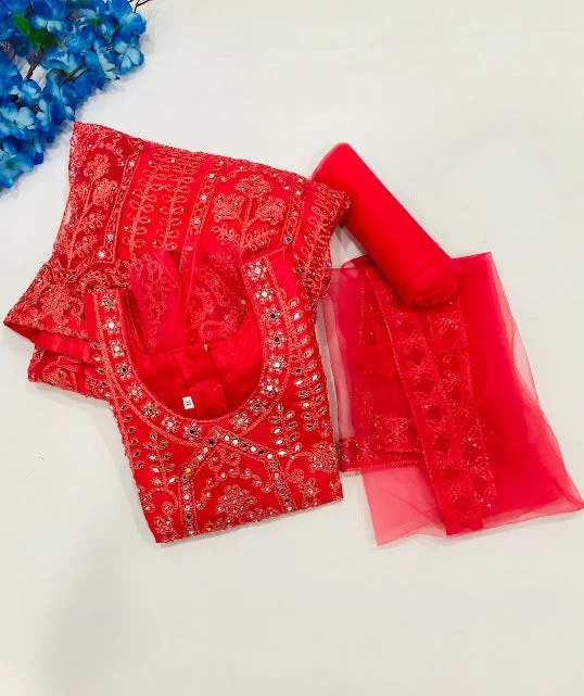 Elegant Tailoring Charming Pink Colored Embroidery And Sequins Work Choli Sets For Girls