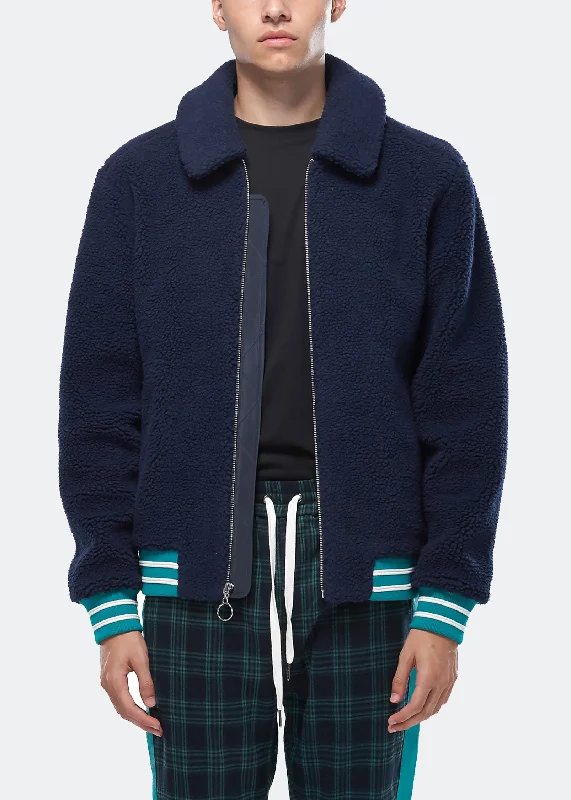 Easy Comfort Style Konus Men's Sherpa Zipup Jacket in Navy