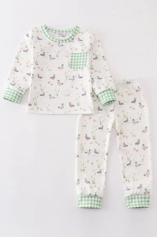 Personalized Design Sage duck print boy pajamas set