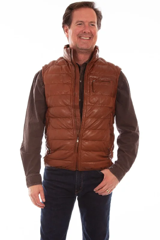 Scully Mens Cognac Lamb Ribbed Vest