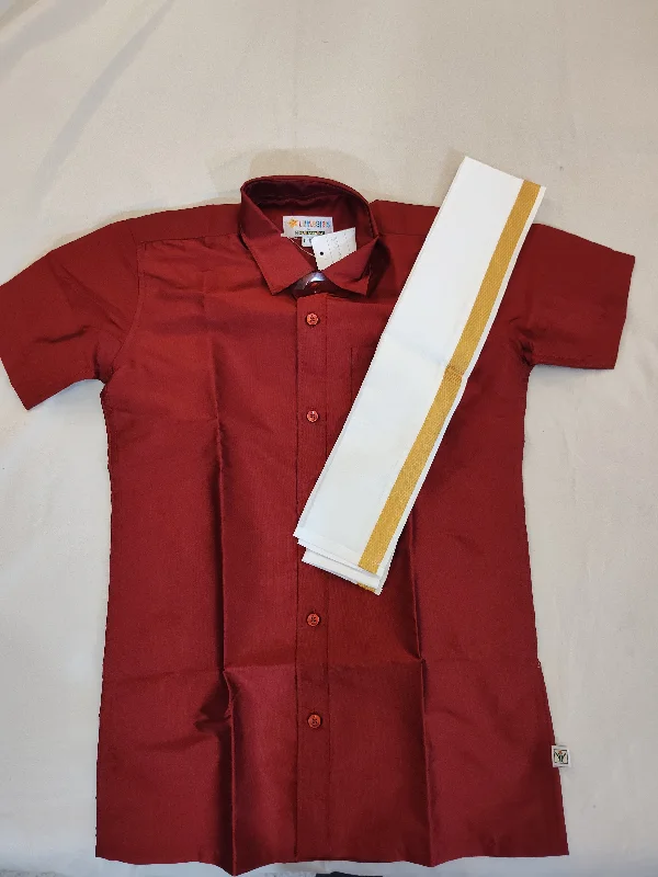 Sports And Leisure Fabulous Maroon Color Silk Shirt Dhoti Sets For Kids
