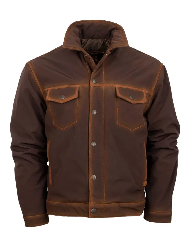 STS Ranchwear Mens Brumby Enzyme Brown 100% Polyester Denim Cut Softshell Jacket