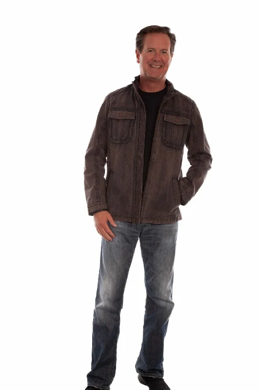 Carefree Style Scully Mens Four Pockets Black Cotton Blend Cotton Jacket