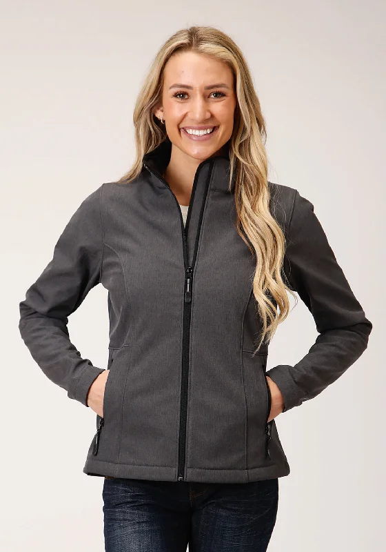 Floral Prints Roper Womens Heather Grey Polyester Softshell Jacket