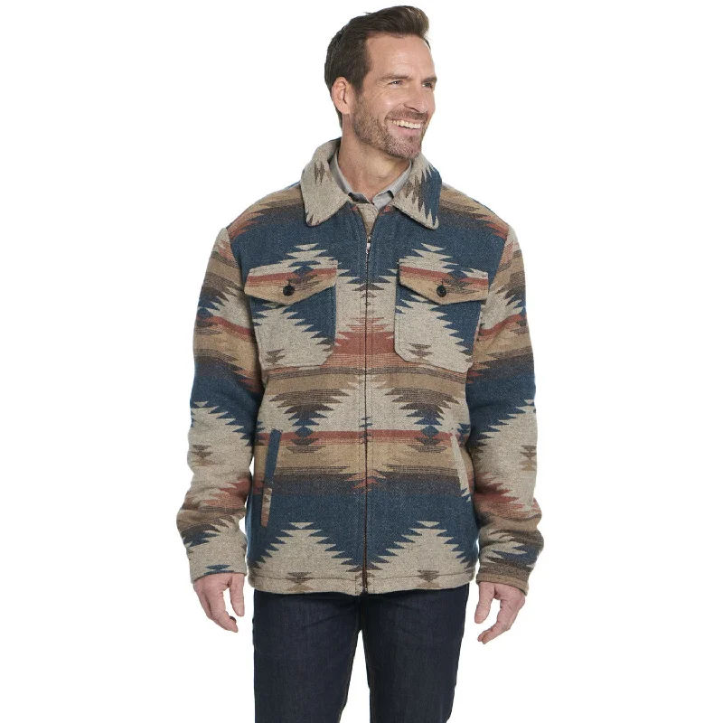 Youthful Vitality Cripple Creek Mens Zip Front Blanket Shirt Navajo Teal 100% Polyester Jacket