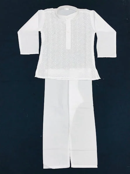 Easy Style Lovely White Colored Full Sleeves And Embroidery Design With Rayon Pant