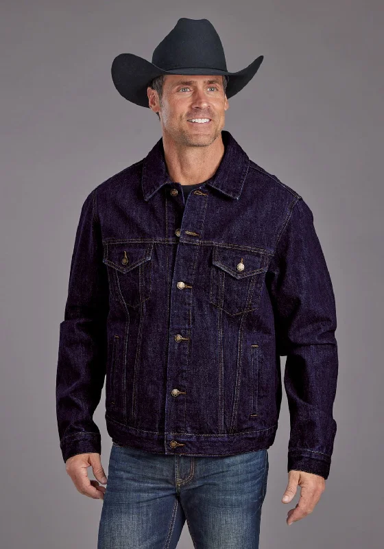 Denim Design Stetson Mens Raw Denim Gold Stitch Dark Blue 100% Cotton Cotton Jacket