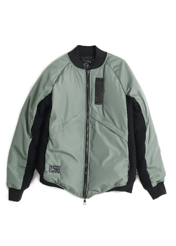 Fashion Expert Konus Men's Bomber Jacket with Hidden Pocket in Olive