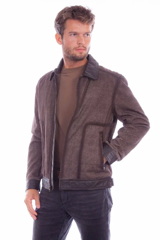Dressing Tips Scully Mens Modern Bomber Brown Leather Leather Jacket