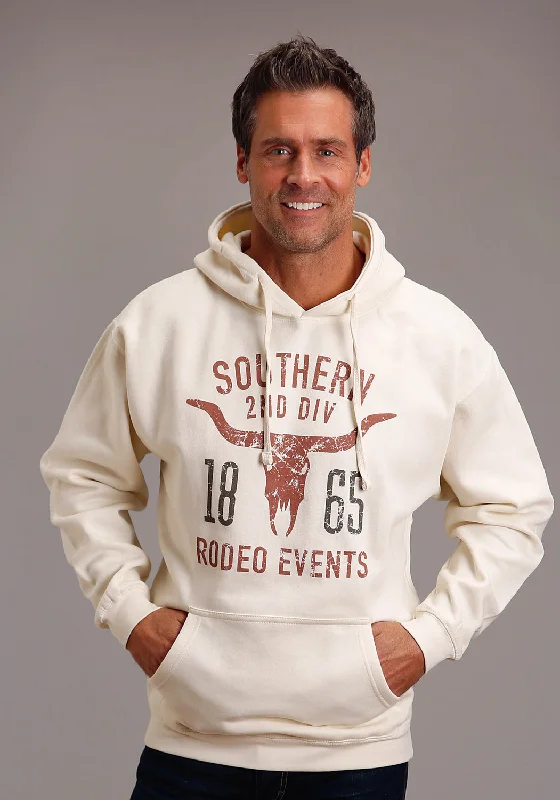 Perfect Tailoring Stetson Mens Long Horn Rodeo Days White Cotton Blend Hoodie