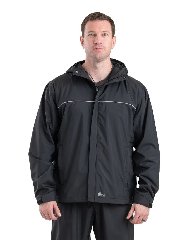 Exquisite Fabrics Berne Mens Coastline Lightweight Hooded Rain Black Polyester Softshell Jacket