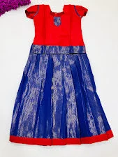 Dessert Matching Lovely Red Color Silk Langa Set For Girls