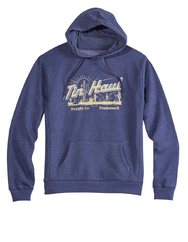 French Style Tin Haul Mens Cactus Scene Navy Poly/Cotton Hoodie
