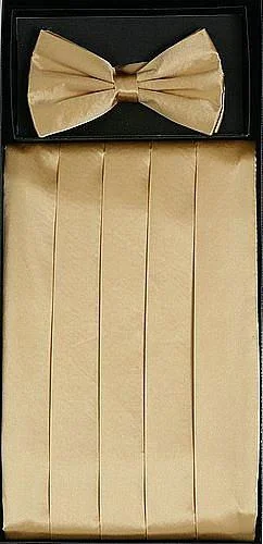 Low-key Luxury Gold Silk Satin Cummerbund and Bow Tie Set