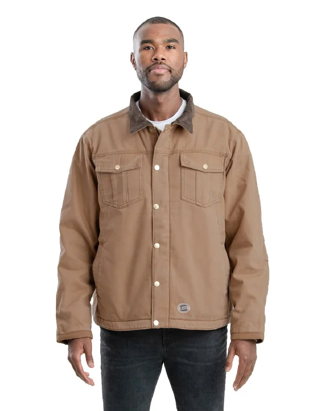 Body Design Berne Mens Vintage Washed Sherpa-Lined Work Driftwood 100% Cotton Jacket