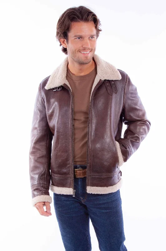 Comfortable Fashion Looks Scully Mens B3 Bomber Chocolate Leather Leather Jacket