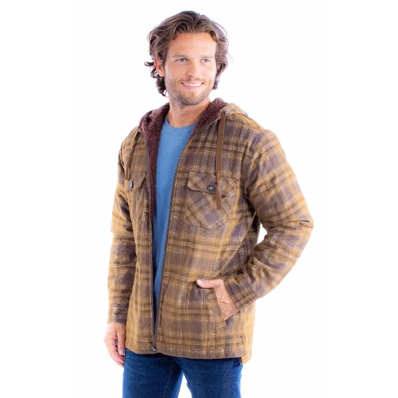Preview New Products Scully Mens Sherpa Corduroy Navy/Brown 100% Cotton Hoodie
